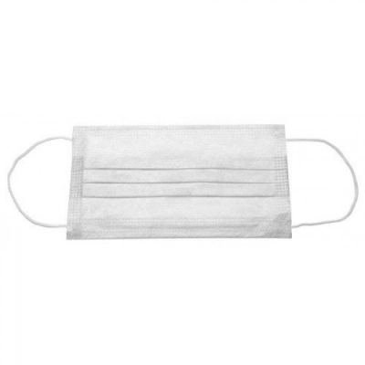 Маски мед. 3-сл. с нос. фиксатором в п/э (белые)