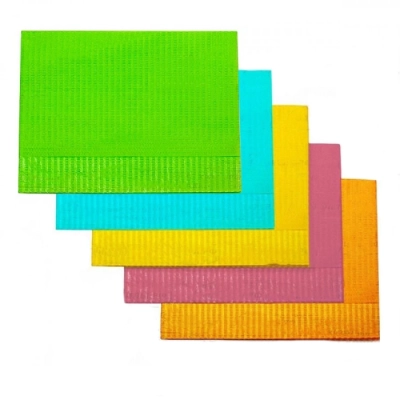 Салфетки стоматологические., нагрудник Euro Standart 33*45: гол., жел., роз., оранж., зел. (бум.+полиэт.)