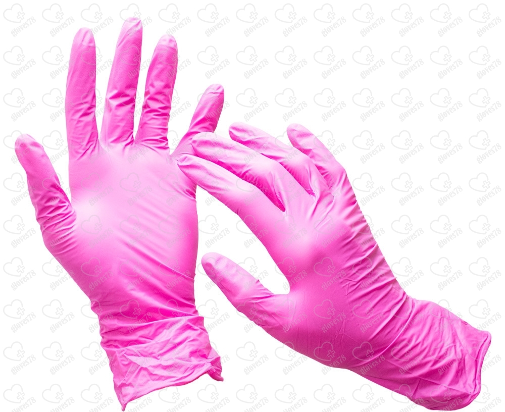 Перчатки нитриловые розовые