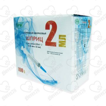  Шприц САНА 2мл c иглой 0,60х30-23G № 100/2400