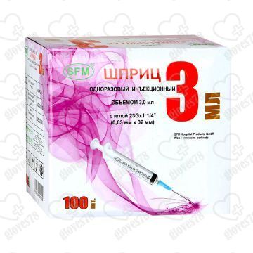 Шприц SFM 3мл c иглой 0,60х30-23G № 100/2400