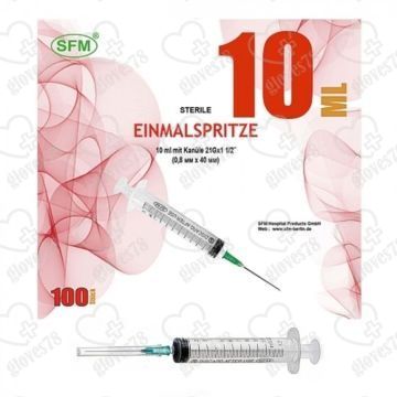 Шприц Сана одноразовый 10 мл 3-х компонентный игла 21 G (0.8*40 мм)