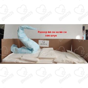 Пеленки одноразовые для Узи Размер 60 см на 60 см , 100 штук Пеленки одноразовые для Узи Размер 60 см на 60 см , 100 штук