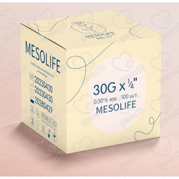 Игла одноразовая медицинская инъекционная стерильная MESOLIFE 30G 0,30*6 мм  Игла одноразовая медицинская инъекционная стерильная MESOLIFE 30G 0,30*6 мм