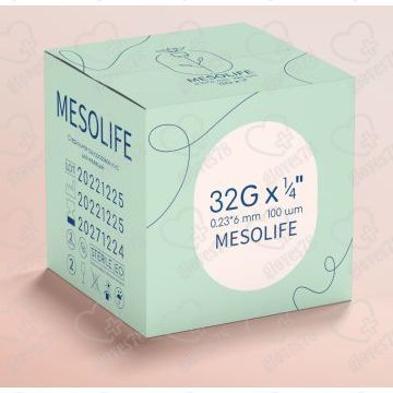 Игла одноразовая медицинская инъекционная стерильная MESOLIFE 32G 0,23*6 мм  Игла одноразовая медицинская инъекционная стерильная MESOLIFE 32G 0,23*6 мм