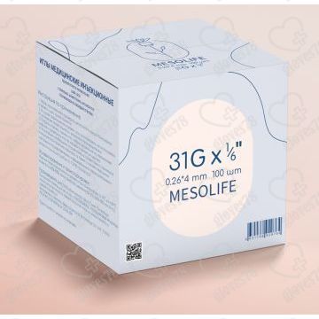 Игла одноразовая медицинская инъекционная стерильная MESOLIFE 31G 0,26*4мм Игла одноразовая медицинская инъекционная стерильная MESOLIFE 31G 0,26*4мм