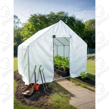 Теплица двухскатная 3.7х2.45х2м, оцинкованная сталь/спанбонд Теплица двухскатная 3.7х2.45х2м, оцинкованная сталь/спанбонд