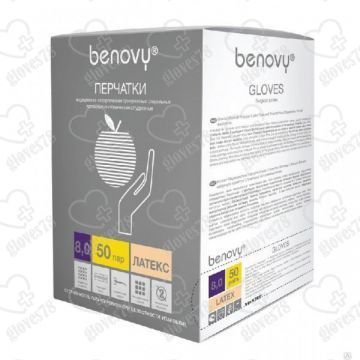 Перчатки латексные опудренные Benovy Перчатки латексные опудренные Benovy
